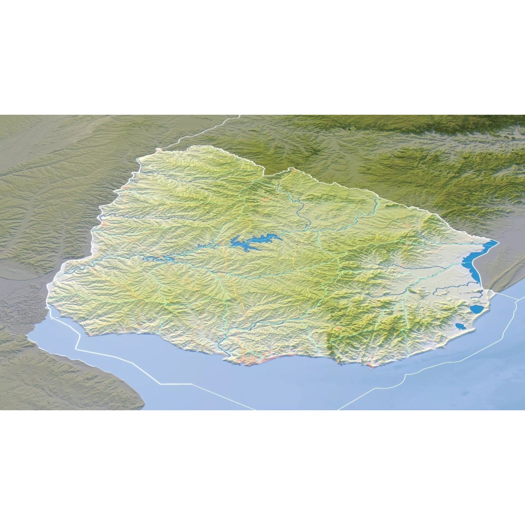Uruguay Map 3D Model – Realistic Satellite Terrain, FBX & OBJ - View 12