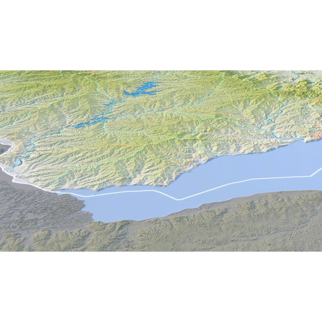 Uruguay Map 3D Model – Realistic Satellite Terrain, FBX & OBJ - View 13