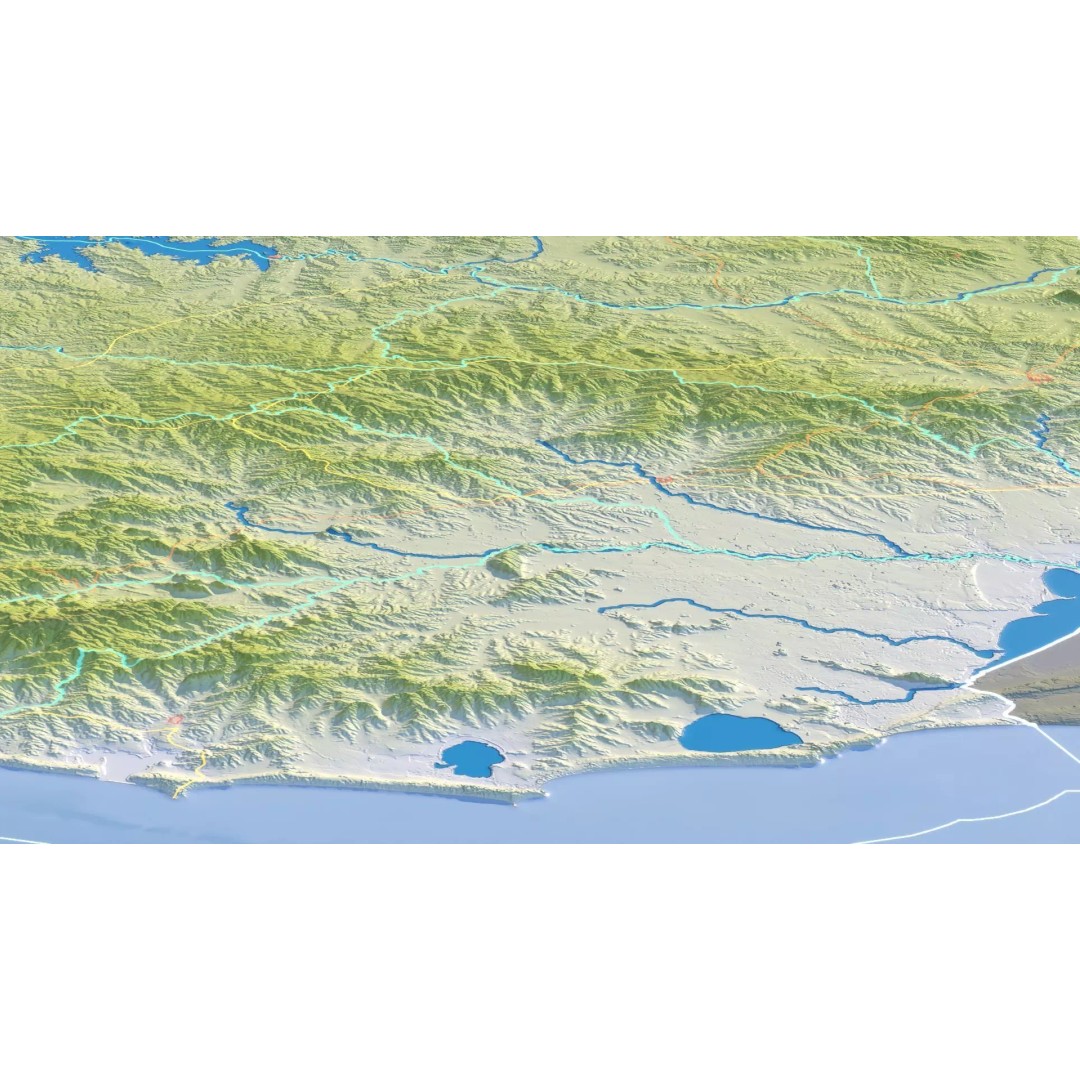 Uruguay Map 3D Model – Realistic Satellite Terrain, FBX & OBJ - View 14