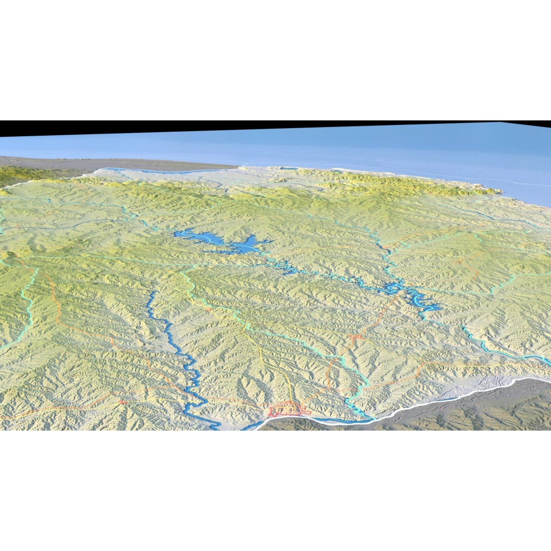Uruguay Map 3D Model – Realistic Satellite Terrain, FBX & OBJ - View 17