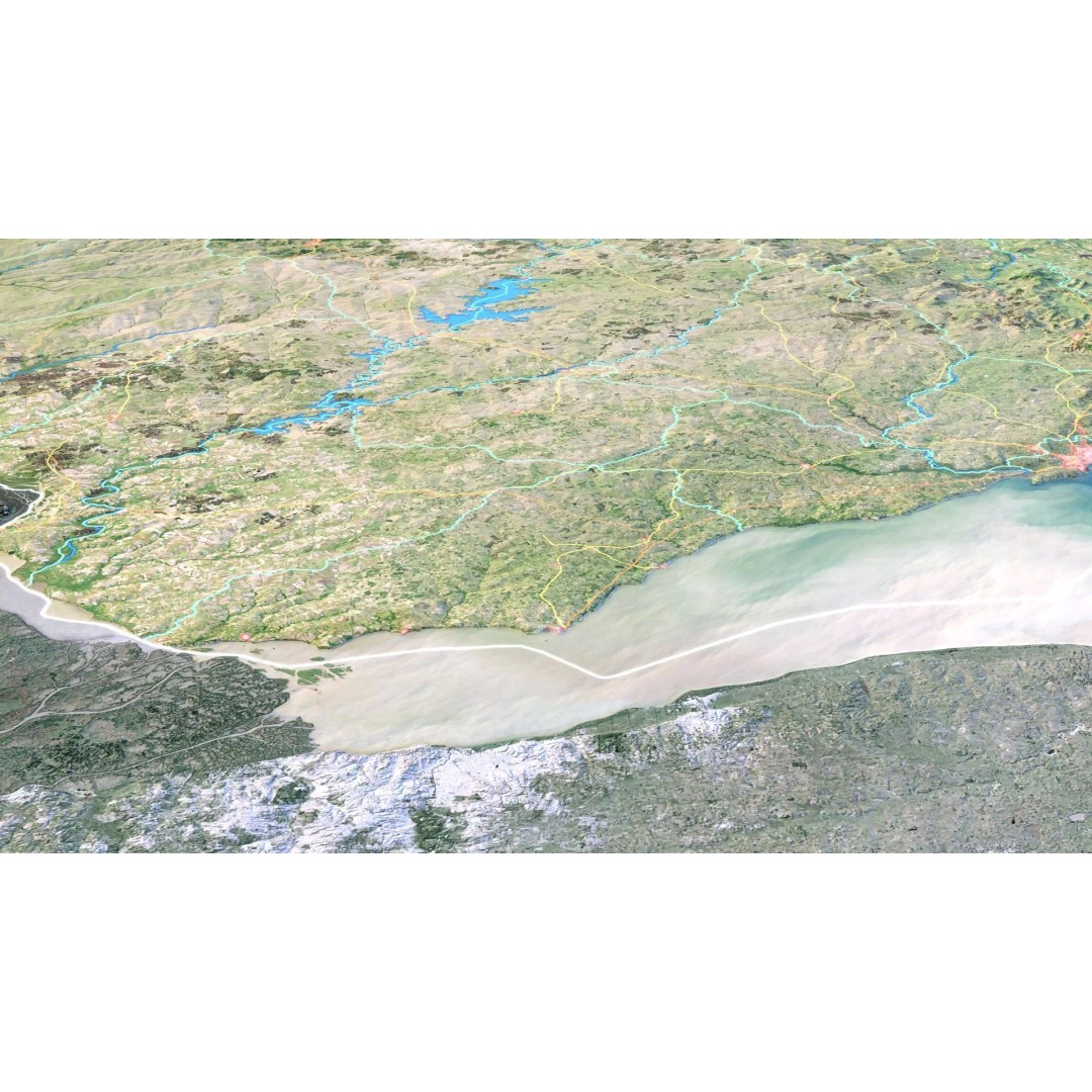 Uruguay Map 3D Model – Realistic Satellite Terrain, FBX & OBJ - View 5