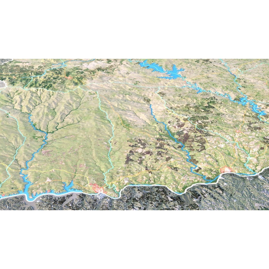 Uruguay Map 3D Model – Realistic Satellite Terrain, FBX & OBJ - View 7