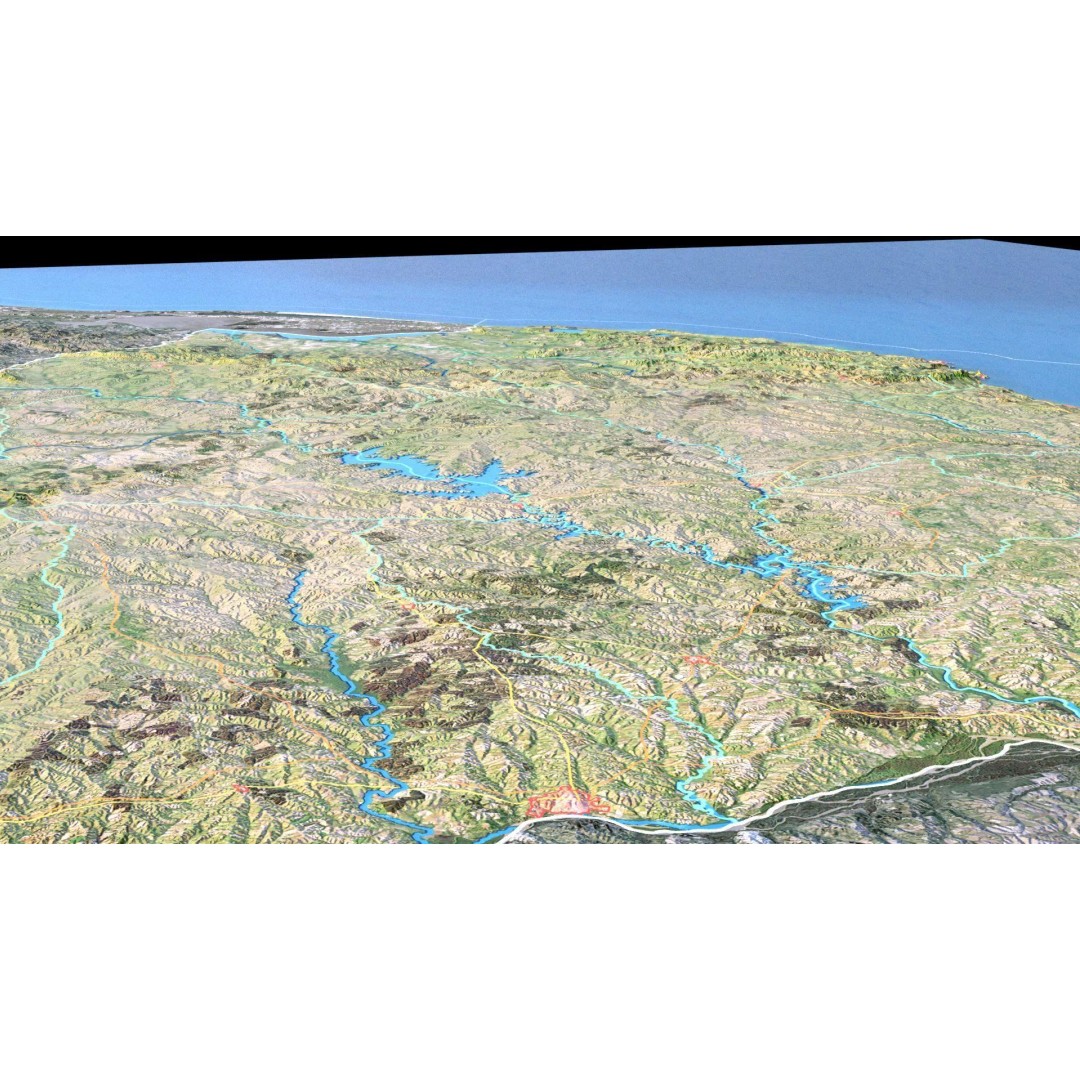 Uruguay Map 3D Model – Realistic Satellite Terrain, FBX & OBJ - View 9