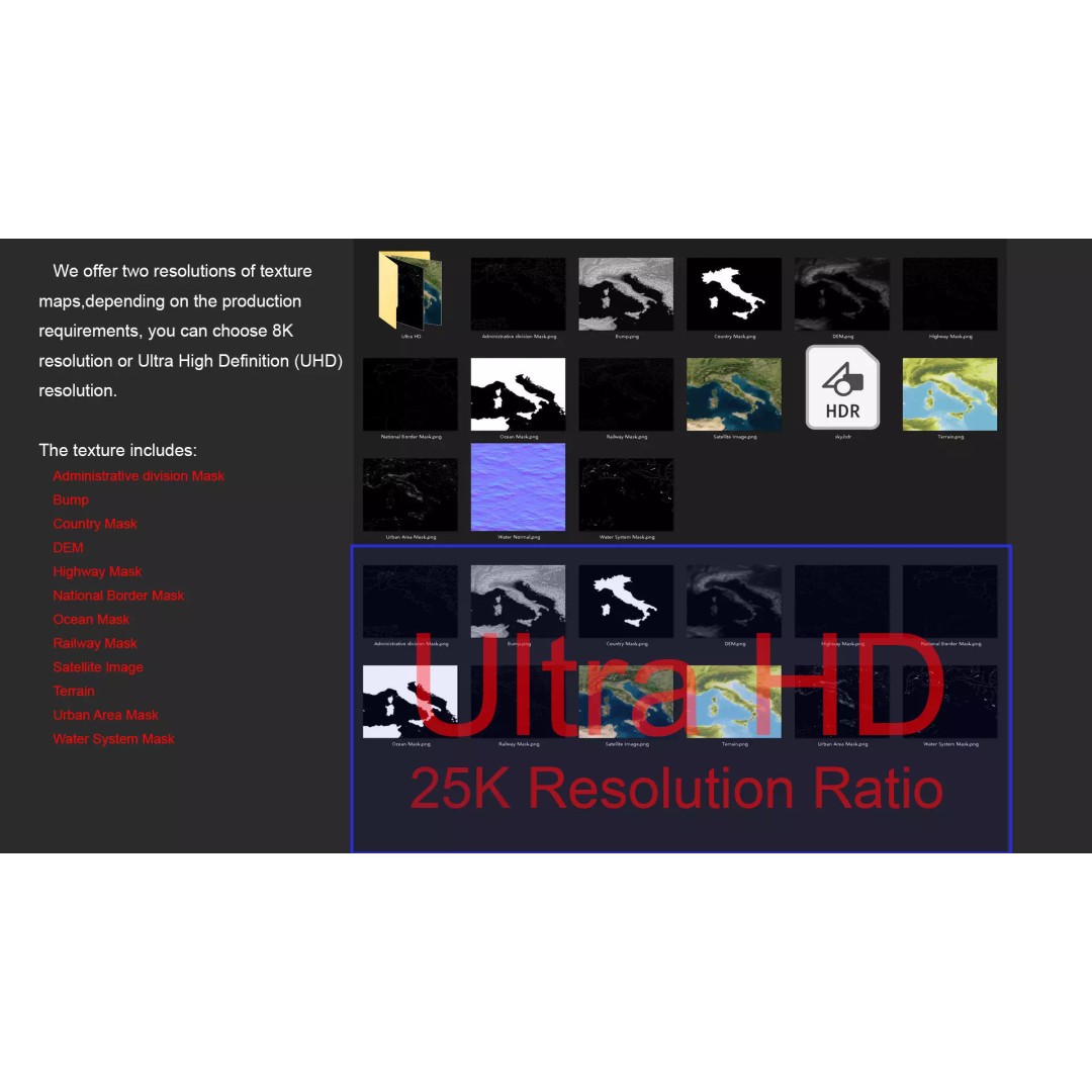 Italy Map 3D Model – Realistic Satellite Terrain, FBX & OBJ Formats