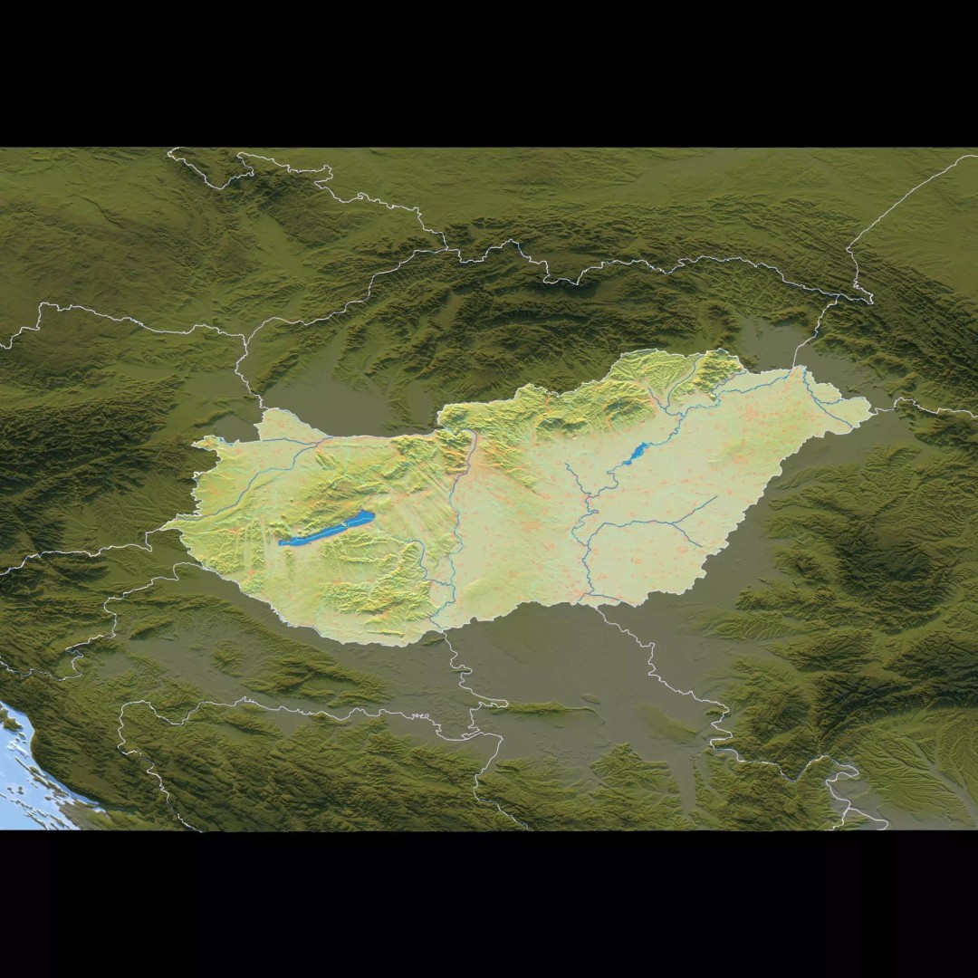 Hungary Map 3D Model – Realistic Satellite Terrain, 15K Textures - View 12