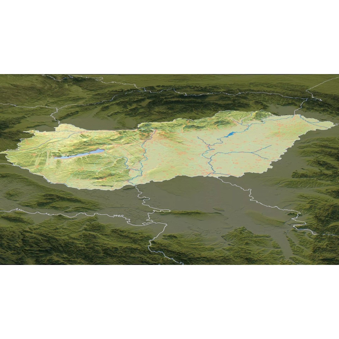Hungary Map 3D Model – Realistic Satellite Terrain, 15K Textures - View 13