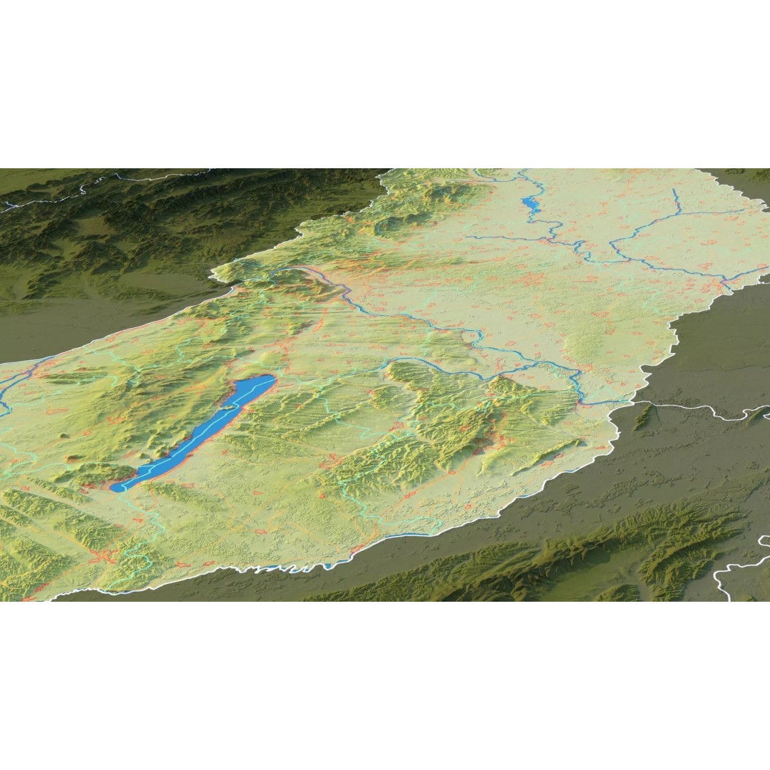 Hungary Map 3D Model – Realistic Satellite Terrain, 15K Textures - View 14