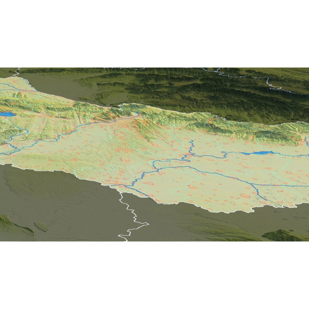 Hungary Map 3D Model – Realistic Satellite Terrain, 15K Textures - View 15