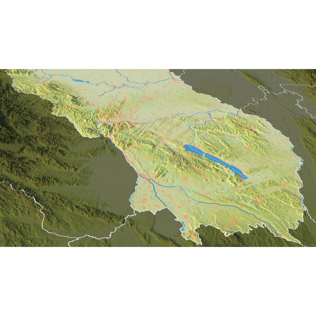 Hungary Map 3D Model – Realistic Satellite Terrain, 15K Textures - View 16