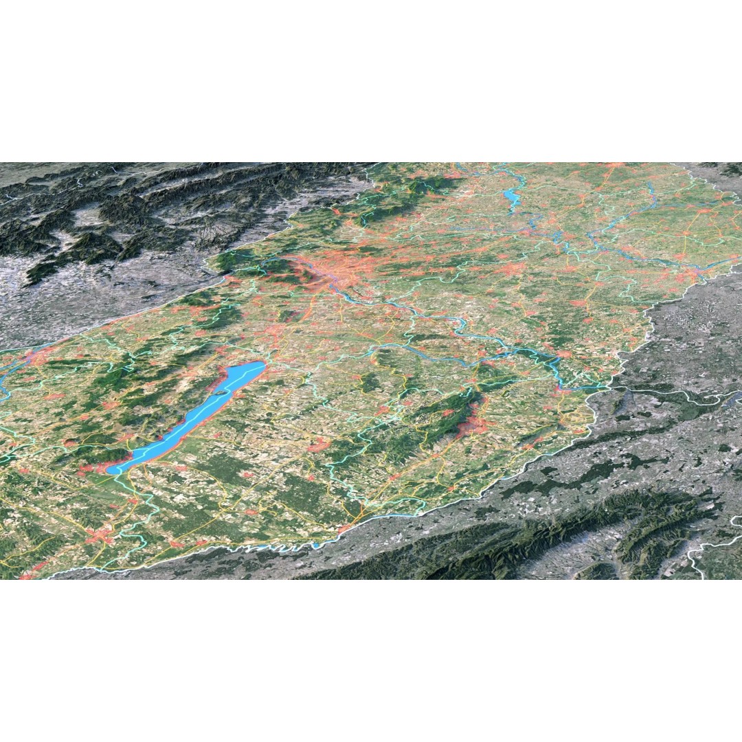 Hungary Map 3D Model – Realistic Satellite Terrain, 15K Textures - View 5