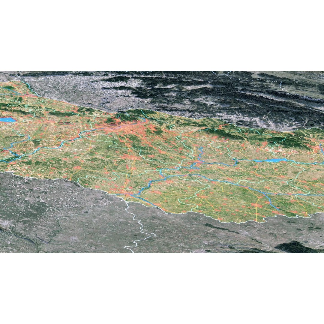 Hungary Map 3D Model – Realistic Satellite Terrain, 15K Textures - View 6