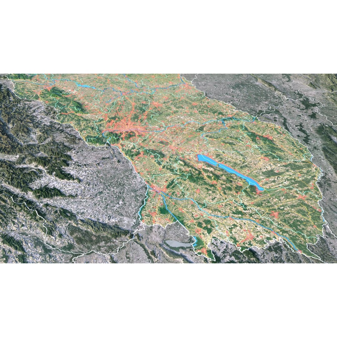 Hungary Map 3D Model – Realistic Satellite Terrain, 15K Textures - View 7