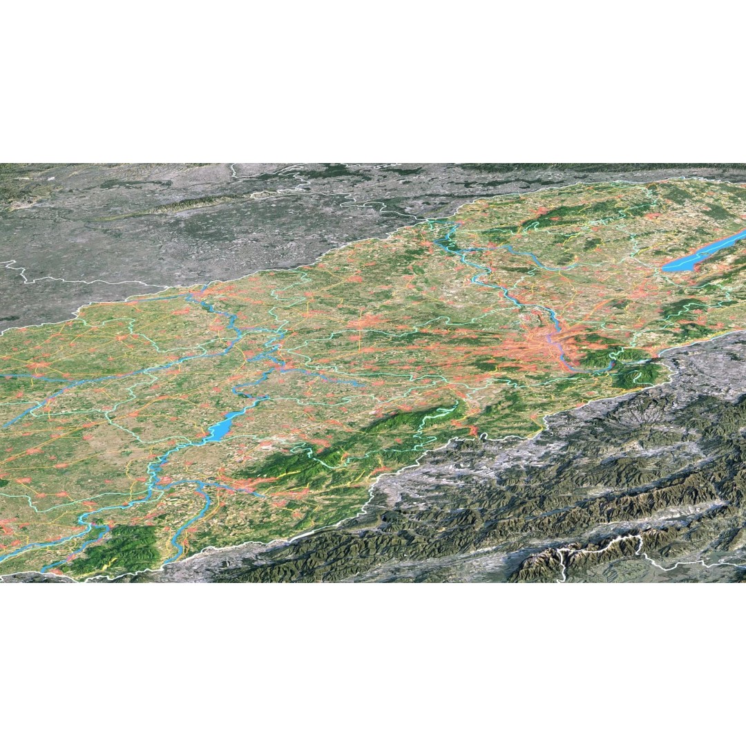 Hungary Map 3D Model – Realistic Satellite Terrain, 15K Textures - View 8