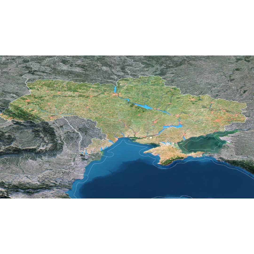 Ukraine Map 3D Model – Realistic Satellite Terrain, FBX, OBJ - View 4