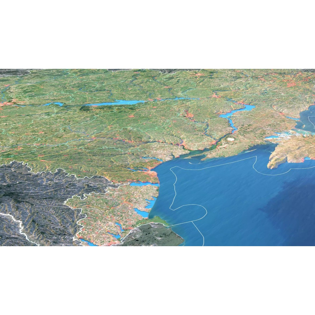 Ukraine Map 3D Model – Realistic Satellite Terrain, FBX, OBJ - View 5