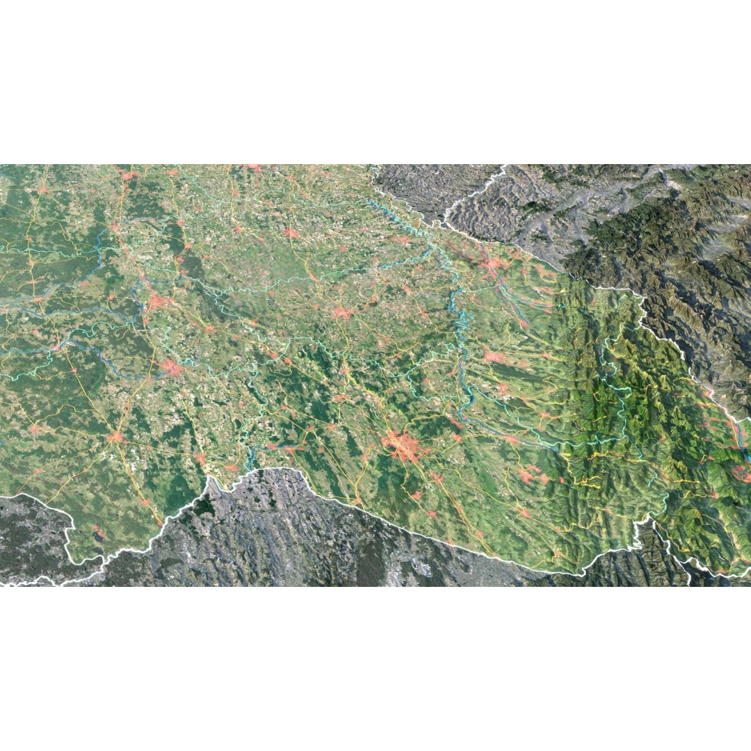 Ukraine Map 3D Model – Realistic Satellite Terrain, FBX, OBJ - View 7