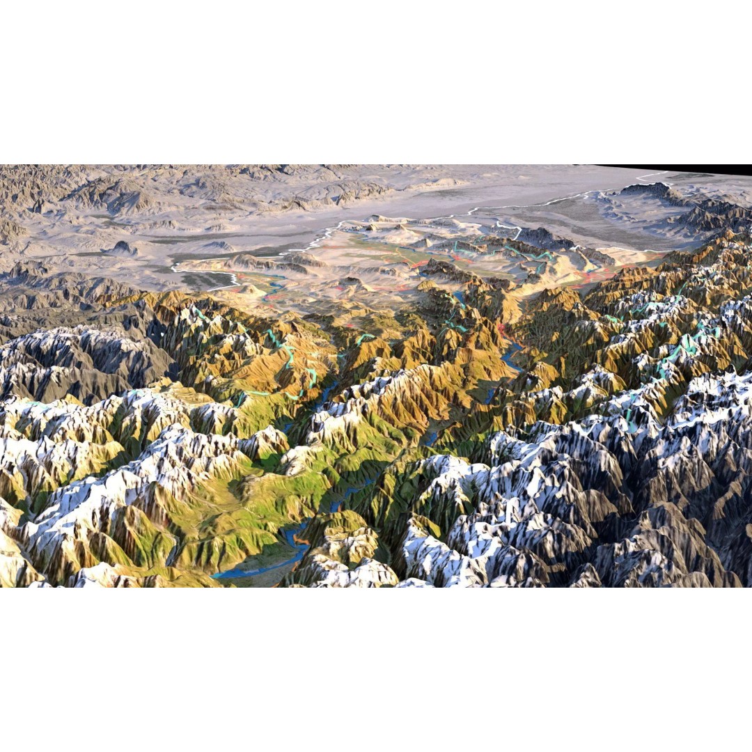 Tajikistan Map 3D Model – Realistic Satellite Terrain, 18K Textures - View 10