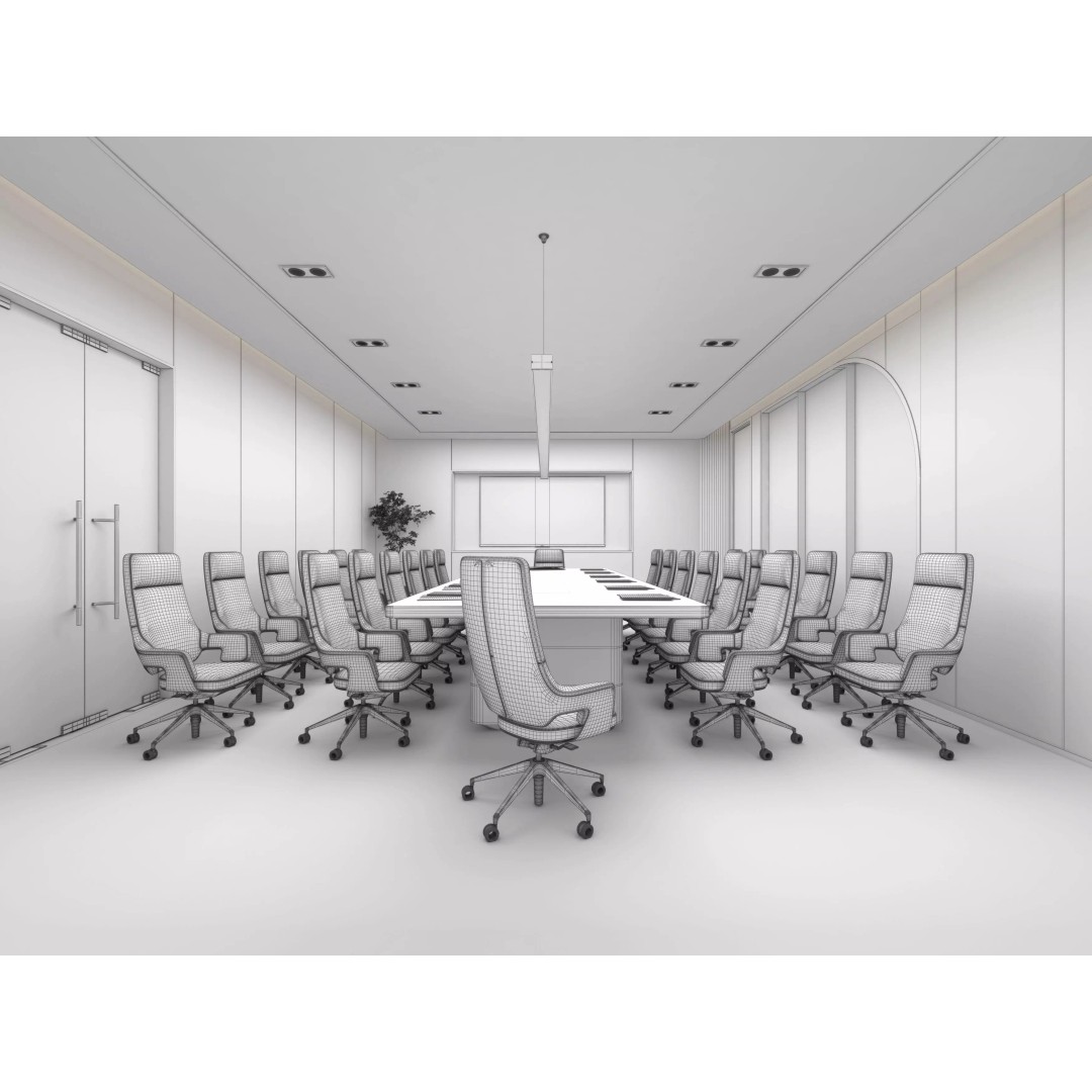 Modern Conference Room 3D Model – Realistic Office Space, FBX, OBJ