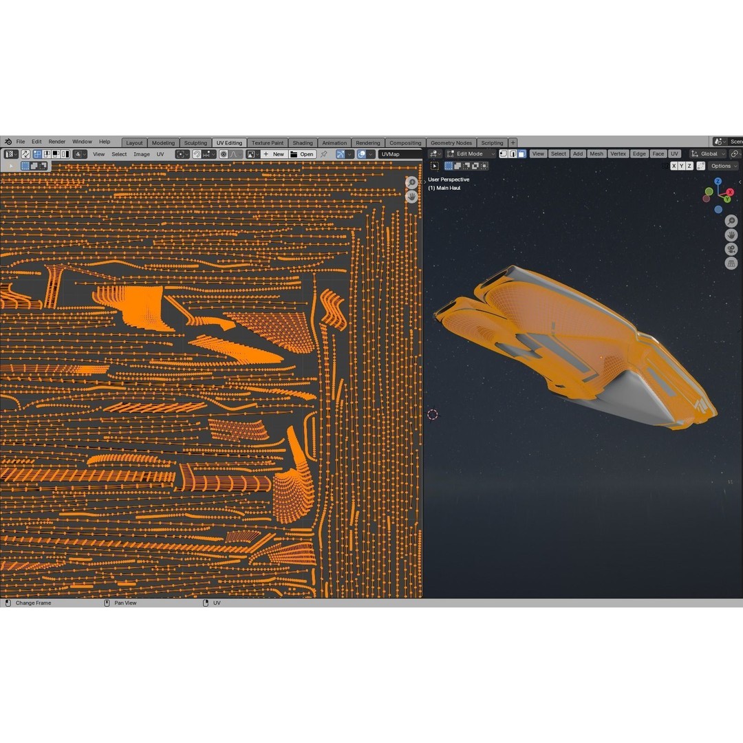 Freight Spaceship 3D Model – High Poly Sci-Fi Carrier, Blender, FBX