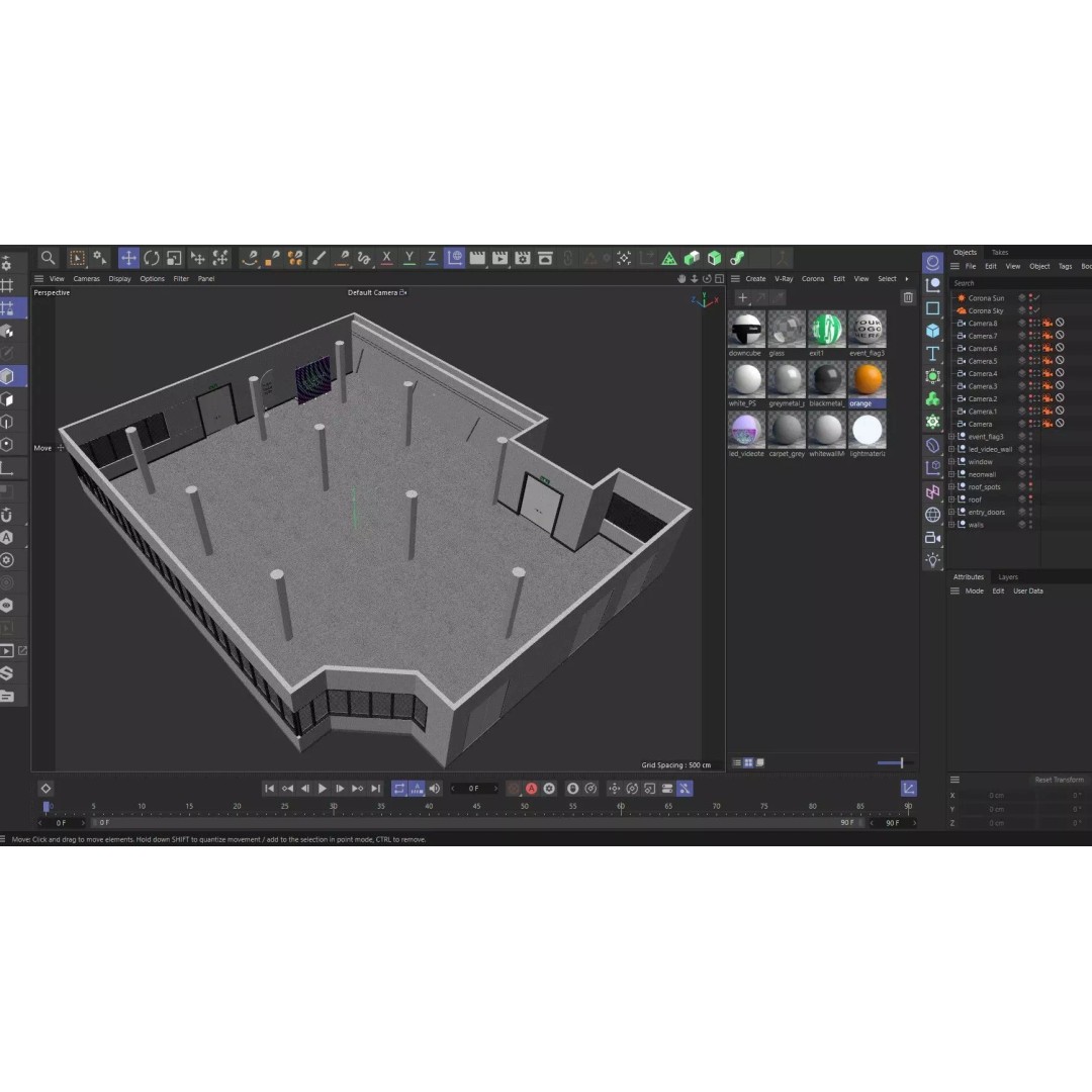 Convention Center Event Space 3D Model – Interior Hall, FBX, Blender, Corona - View 21