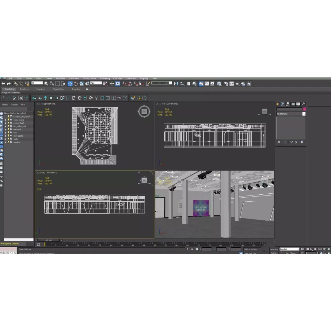 Convention Center Event Space 3D Model – Interior Hall, FBX, Blender, Corona - View 22