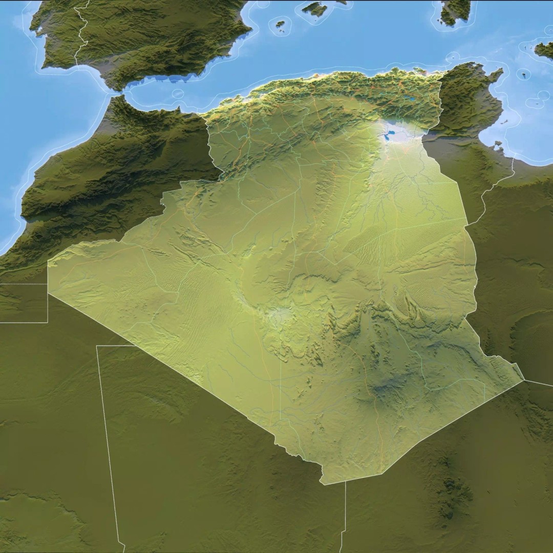 Algeria Map 3D Model – Realistic Satellite Terrain, 38K Textures - View 12