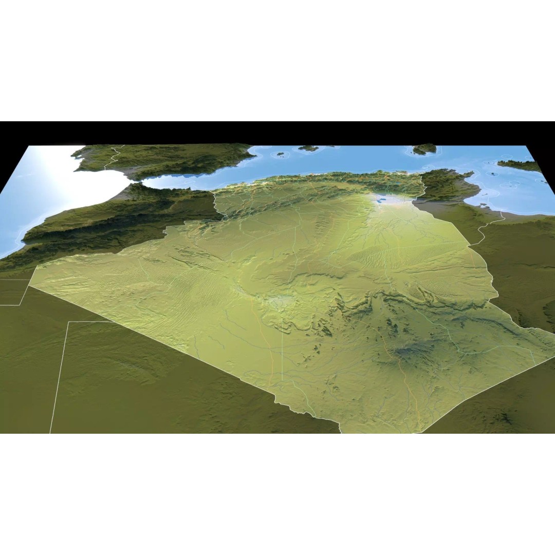 Algeria Map 3D Model – Realistic Satellite Terrain, 38K Textures - View 19