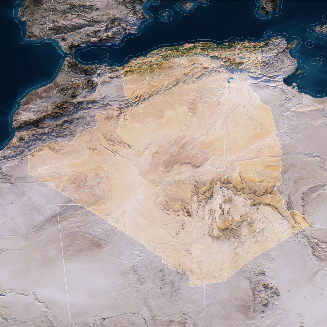 Algeria Map 3D Model – Realistic Satellite Terrain, 38K Textures - View 3