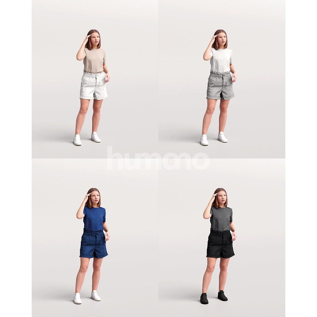 Casual Summer Woman 3D Model – Realistic PBR Character, FBX, OBJ