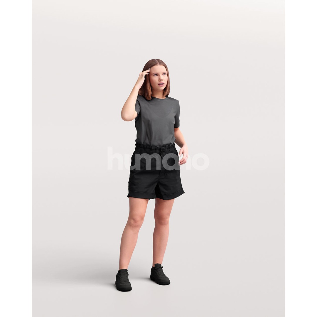 Casual Summer Woman 3D Model – Realistic PBR Character, FBX, OBJ - View 11