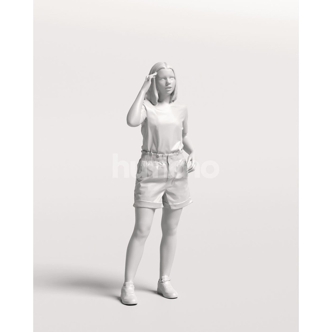 Casual Summer Woman 3D Model – Realistic PBR Character, FBX, OBJ - View 12