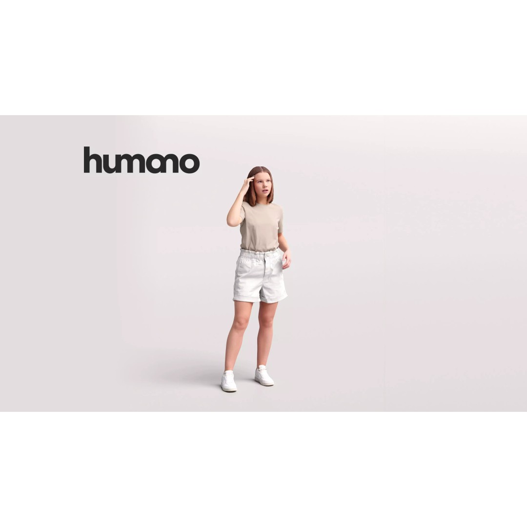 Casual Summer Woman 3D Model – Realistic PBR Character, FBX, OBJ - View 2