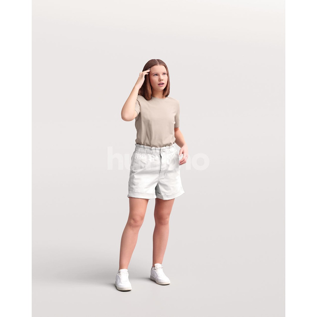 Casual Summer Woman 3D Model – Realistic PBR Character, FBX, OBJ - View 3