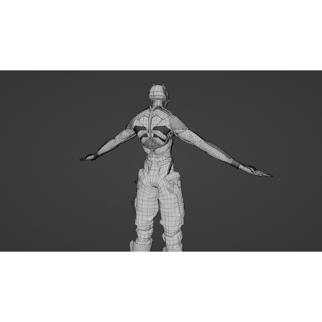 Cyber Mercenary Character 3D Model – Low Poly Rigged Blender FBX
