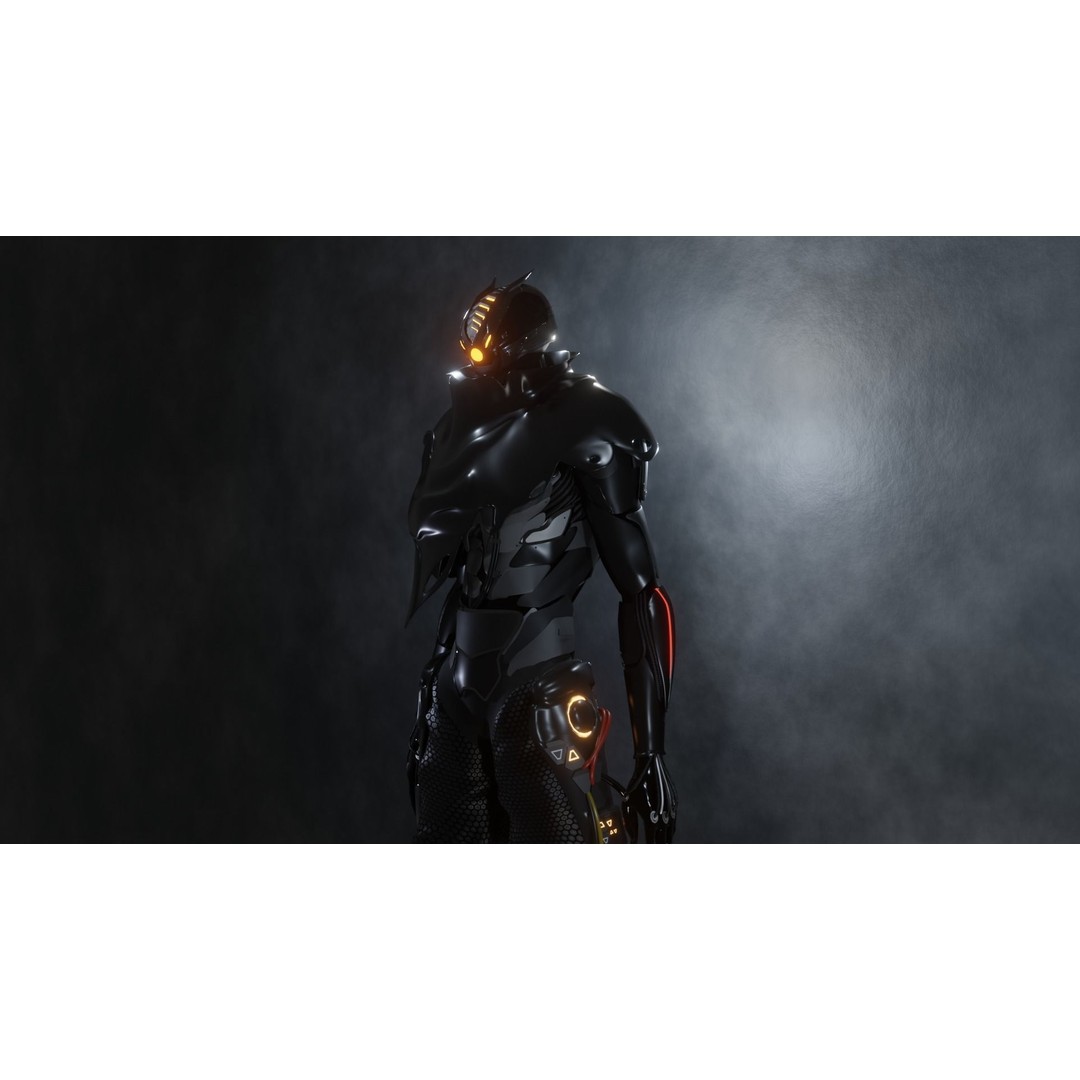 Cyber Mercenary Character 3D Model – Low Poly Rigged Blender FBX - View 10