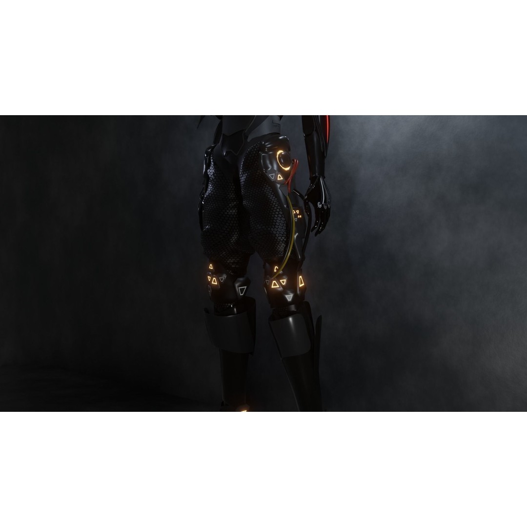Cyber Mercenary Character 3D Model – Low Poly Rigged Blender FBX - View 11