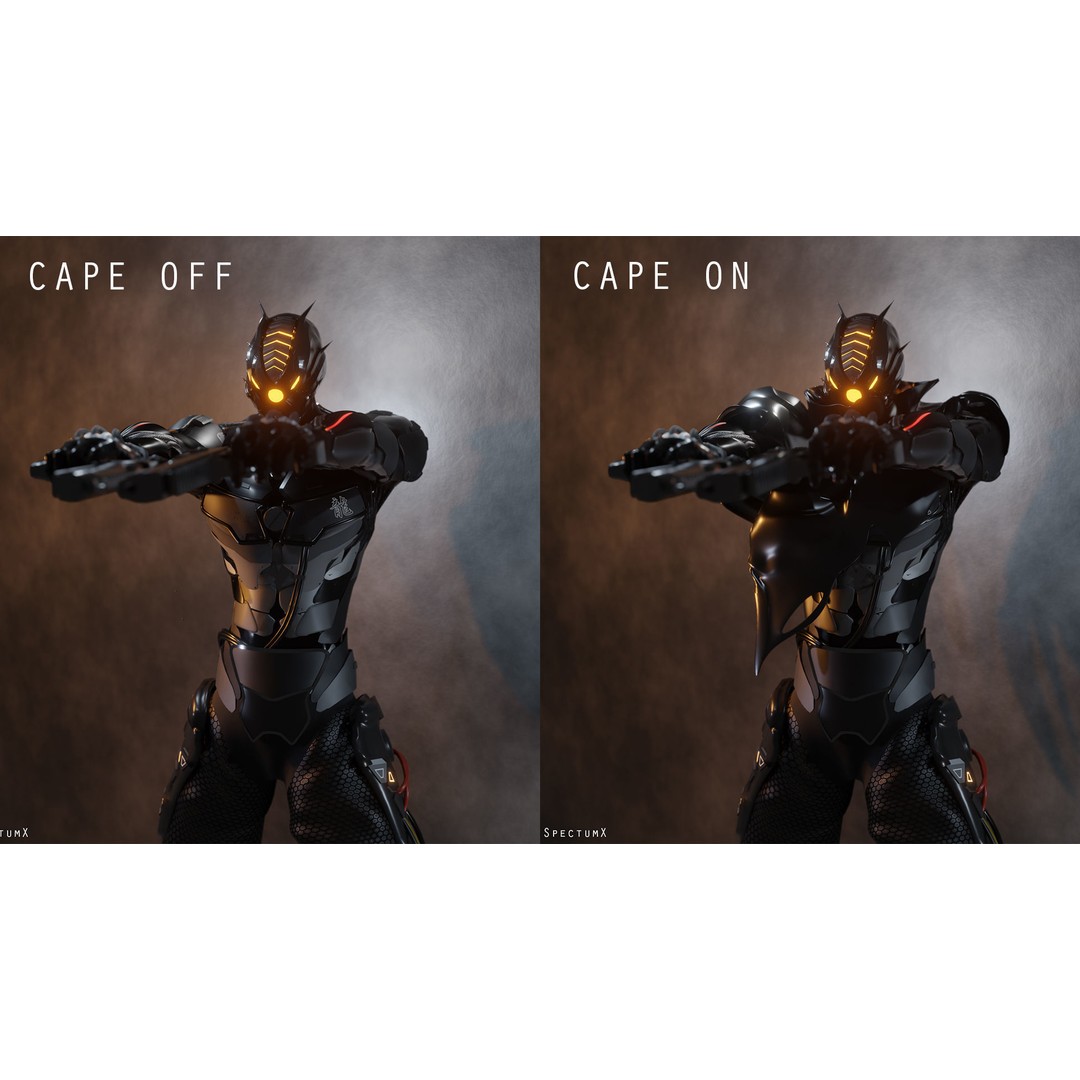 Cyber Mercenary Character 3D Model – Low Poly Rigged Blender FBX - View 12