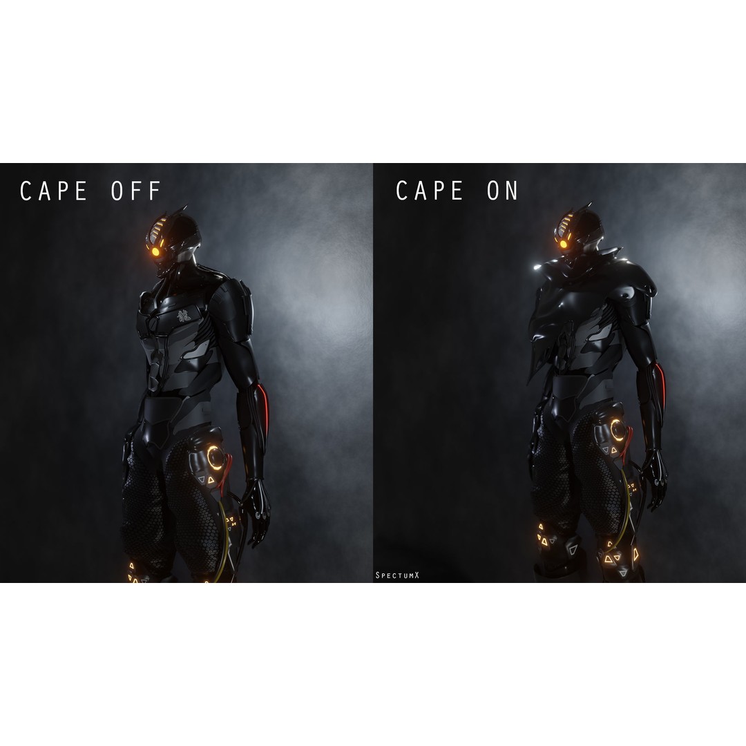 Cyber Mercenary Character 3D Model – Low Poly Rigged Blender FBX - View 13