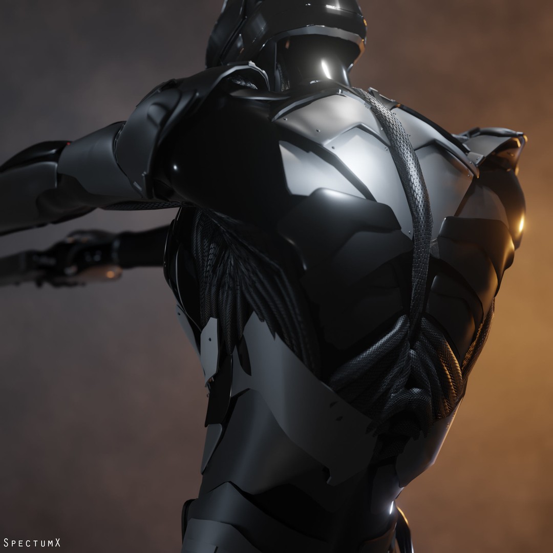 Cyber Mercenary Character 3D Model – Low Poly Rigged Blender FBX - View 19