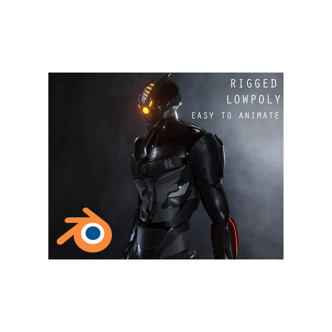 Cyber Mercenary Character 3D Model – Low Poly Rigged Blender FBX - View 2