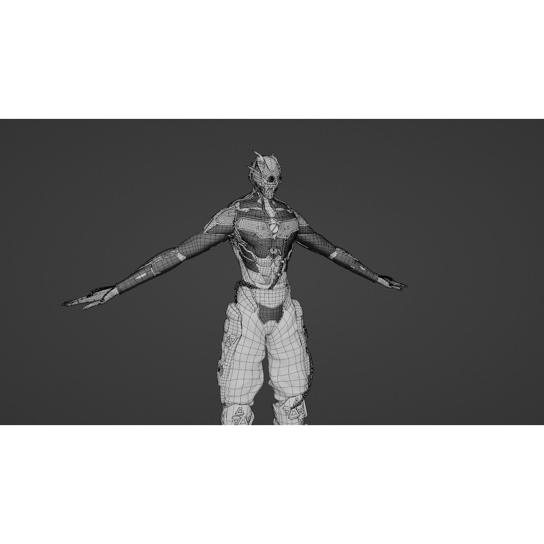 Cyber Mercenary Character 3D Model – Low Poly Rigged Blender FBX - View 21