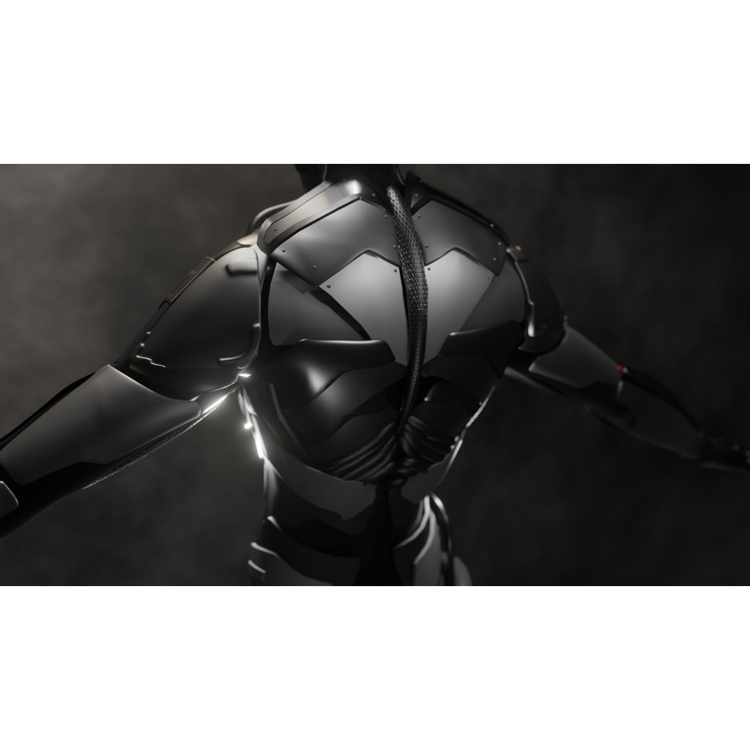 Cyber Mercenary Character 3D Model – Low Poly Rigged Blender FBX - View 7
