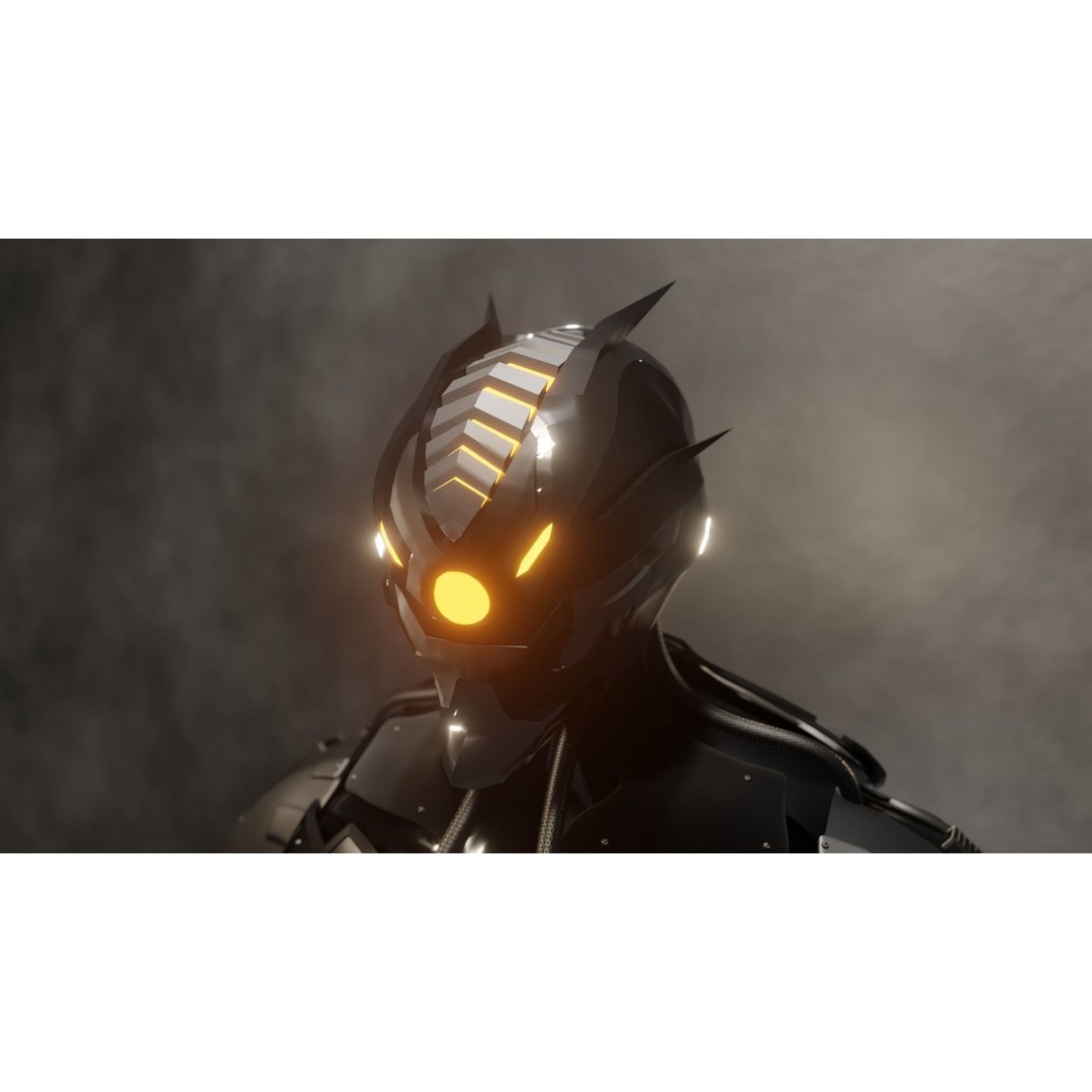 Cyber Mercenary Character 3D Model – Low Poly Rigged Blender FBX - View 8