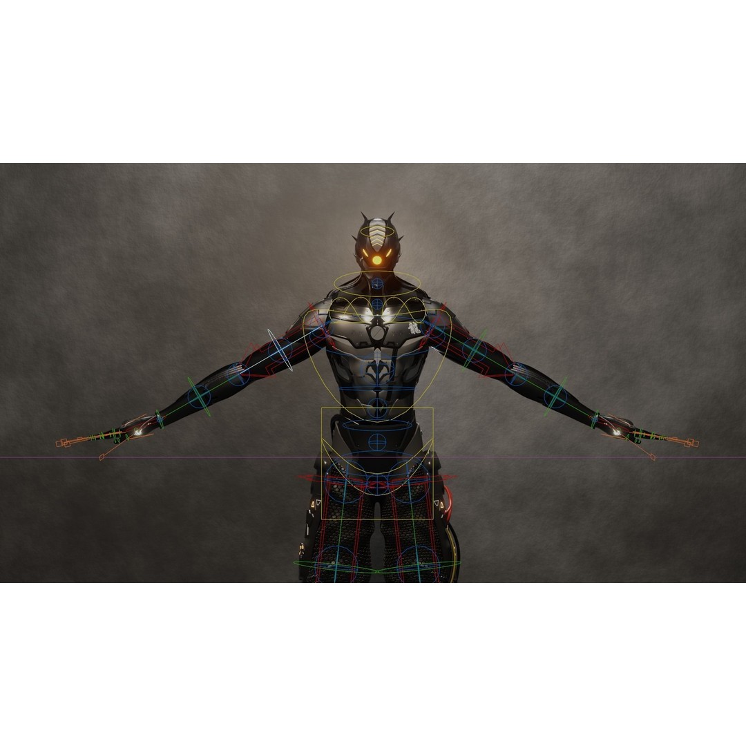 Cyber Mercenary Character 3D Model – Low Poly Rigged Blender FBX - View 9