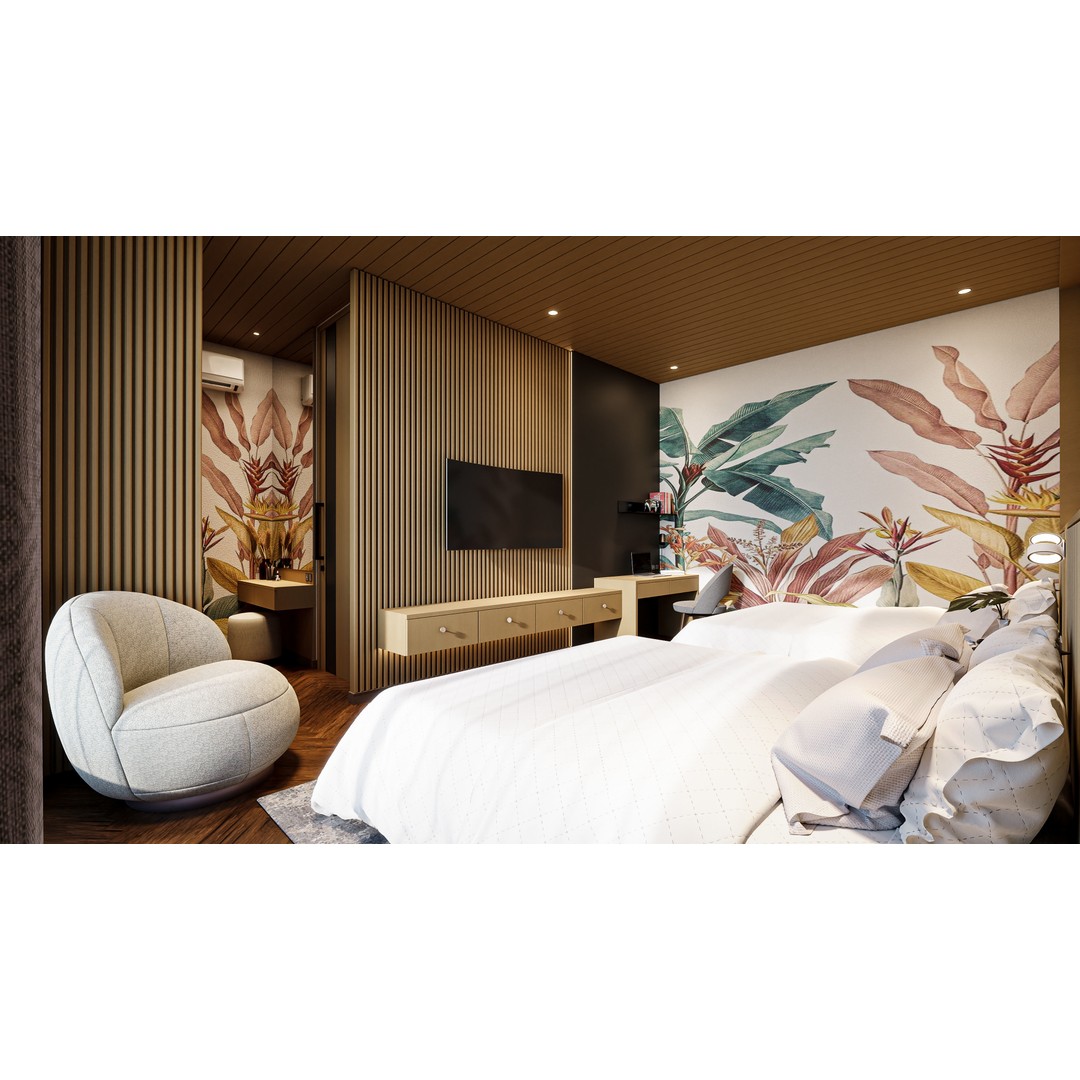 Bedroom Hotel Villa 3D Model – Traditional Contemporary Style, Blender, FBX, OBJ - View 4