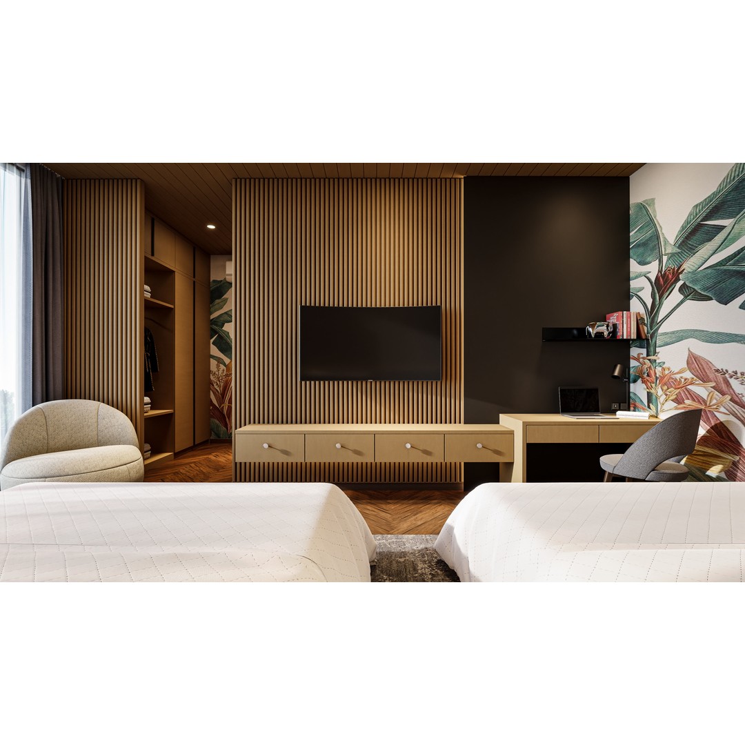 Bedroom Hotel Villa 3D Model – Traditional Contemporary Style, Blender, FBX, OBJ - View 5
