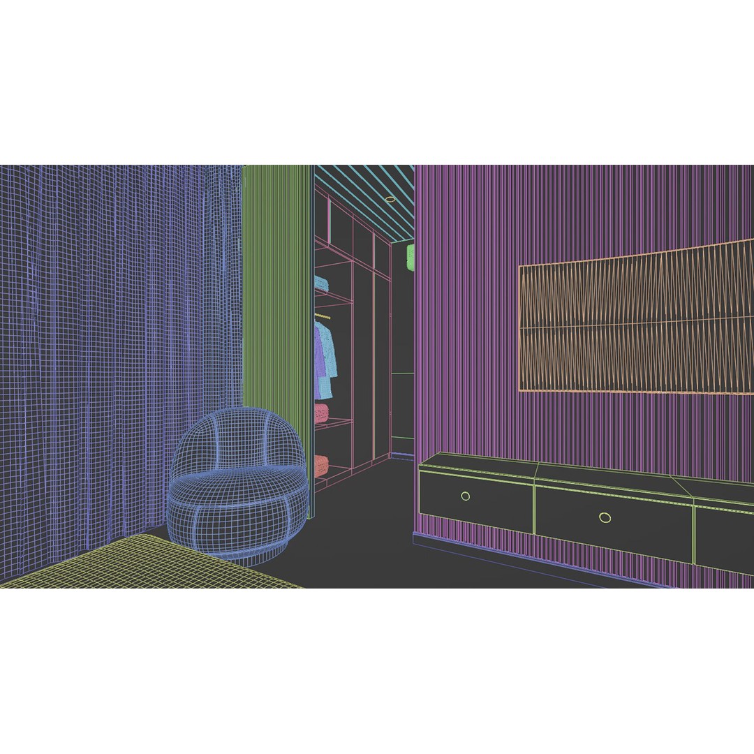 Bedroom Hotel Villa 3D Model – Traditional Contemporary Style, Blender, FBX, OBJ - View 8