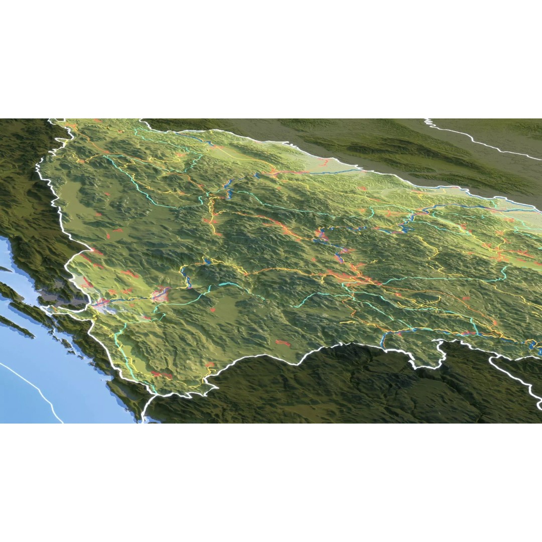 Bosnia And Herzegovina Map 3D Model – Realistic Terrain, 10K PBR Textures - View 15