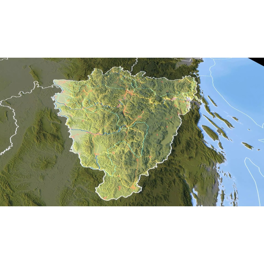 Bosnia And Herzegovina Map 3D Model – Realistic Terrain, 10K PBR Textures - View 16