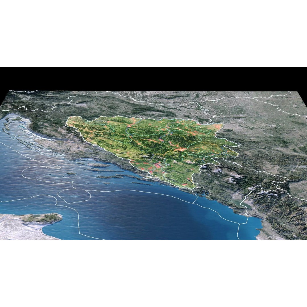 Bosnia And Herzegovina Map 3D Model – Realistic Terrain, 10K PBR Textures - View 4